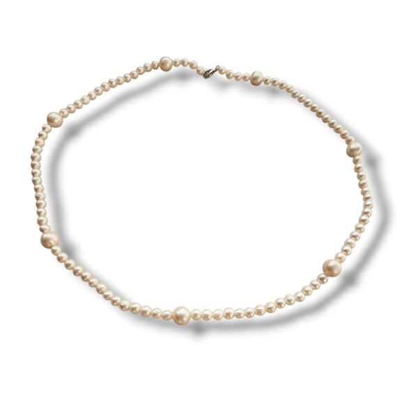 IPS International Pearl Necklace- Sterling Silver 925 Stamped Clasp 22" Beaded - Picture 1 of 12